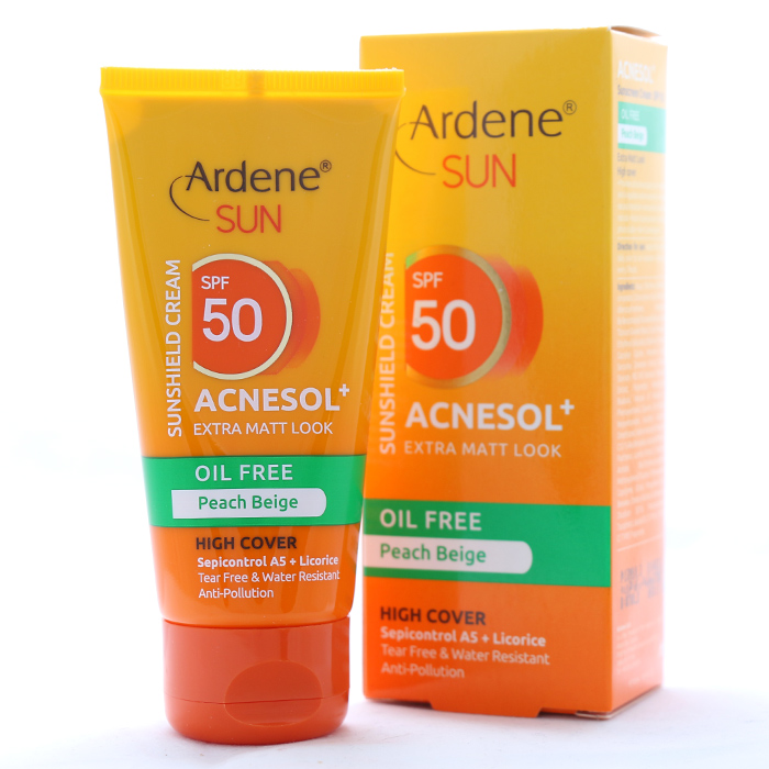 کرم_ضد_آفتاب_فاقد_چربی_50_SPF_رنگ_بژ_هلویی_Acnesol_آردن