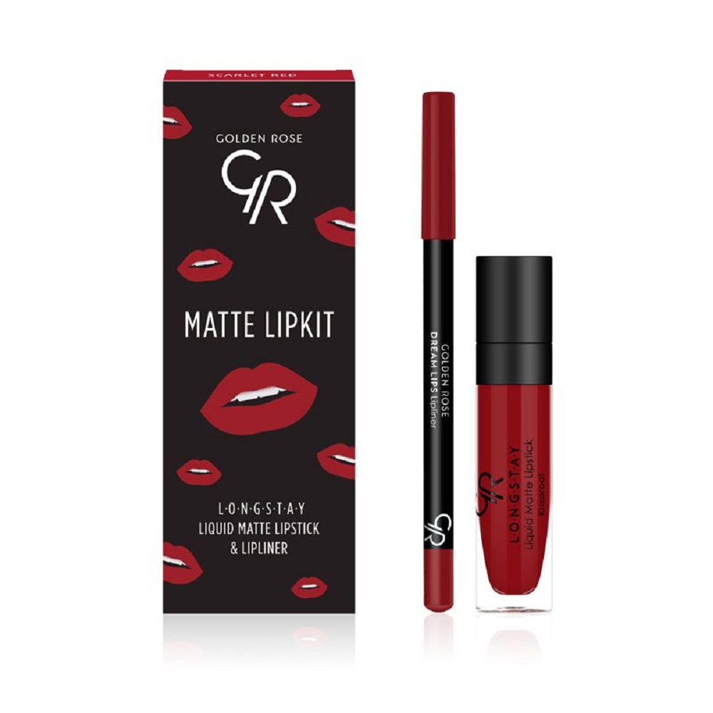 کیت_رژ_لب_مایع_و_خط_لب_گلدن_رز_|_GOLDEN_ROSE_کد_SCARLET_RED